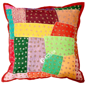 Cut Patch Work Hand Stitched Cushion Cover Without Cushion Filler 16 x 16 (Cotton 01)